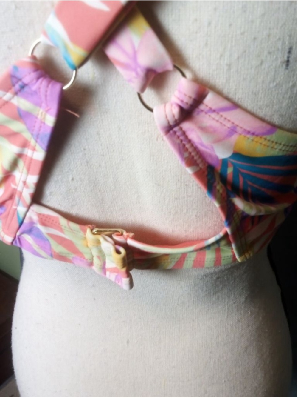 Time and Tru Women's Pink Multicolor Floral Bikini Top Large - Picture 5 of 6